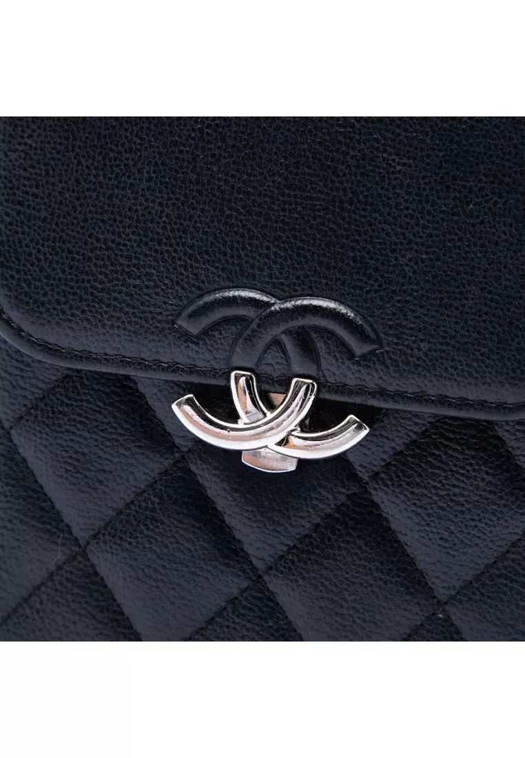 Pre-Loved Chanel Cc Quilted Caviar Phone Holder With Chain