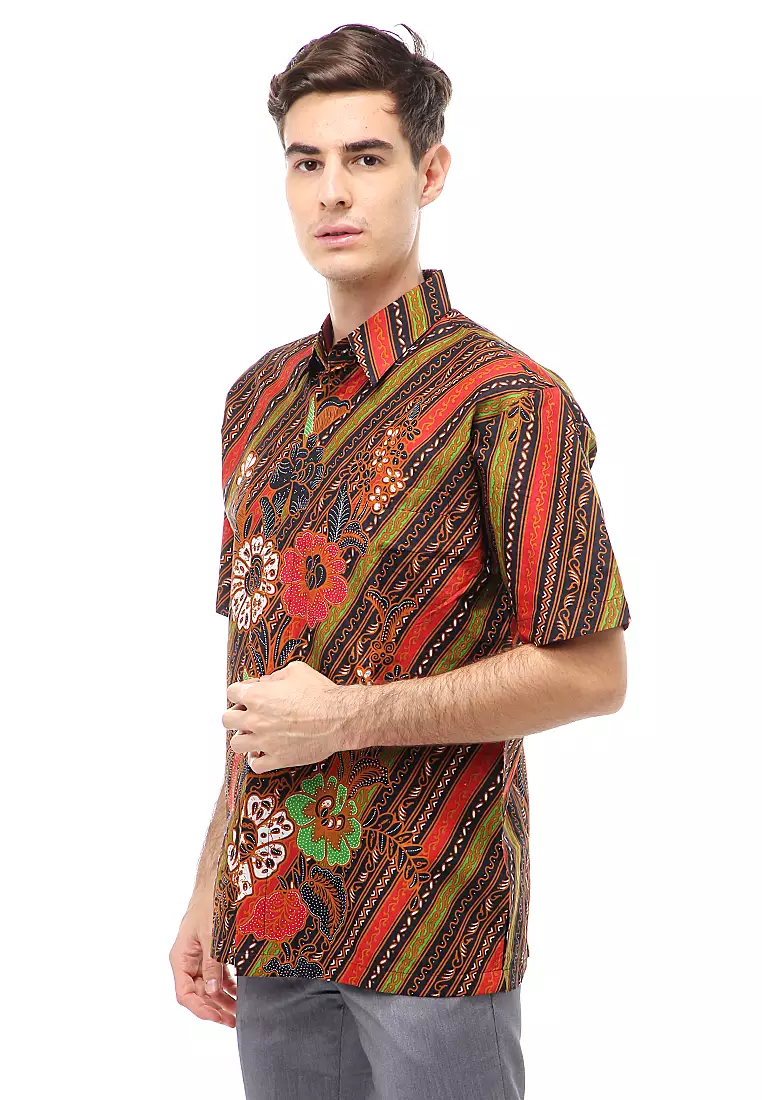 Kendrick Atasan Formal Kemeja Batik Pria Wisnu Short Sleeve Full Furing Material Cotton ORIGINAL