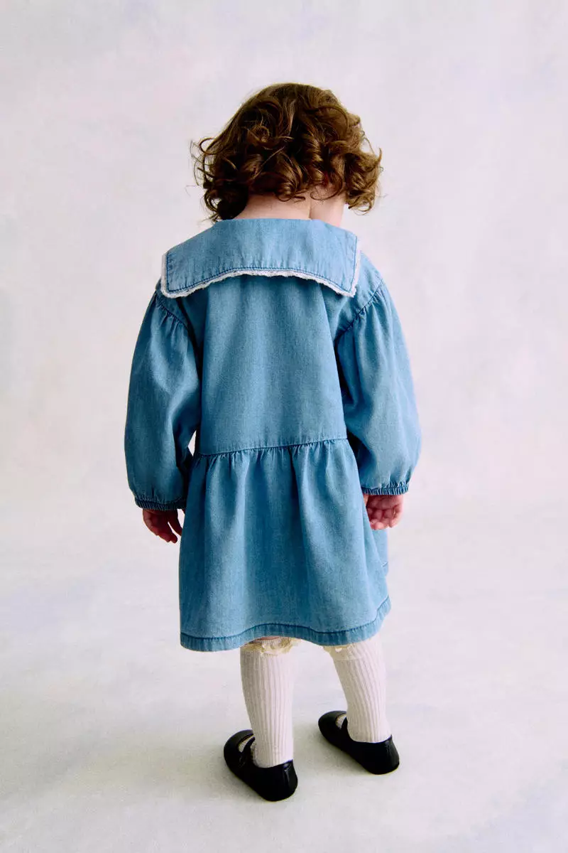 Sailor-collared denim dress