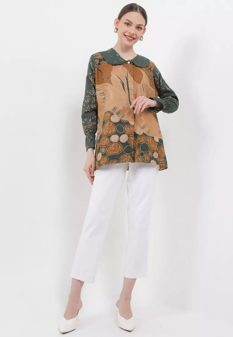 Batu Blouse Batik Premium Wanita Casual Modern