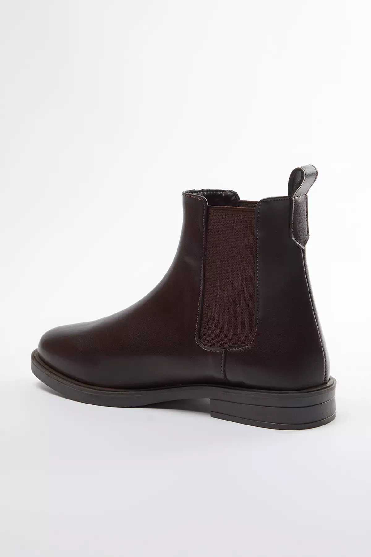 Trendyol Dark Brown Short Flat Heeled Elastic Chealsea Women's