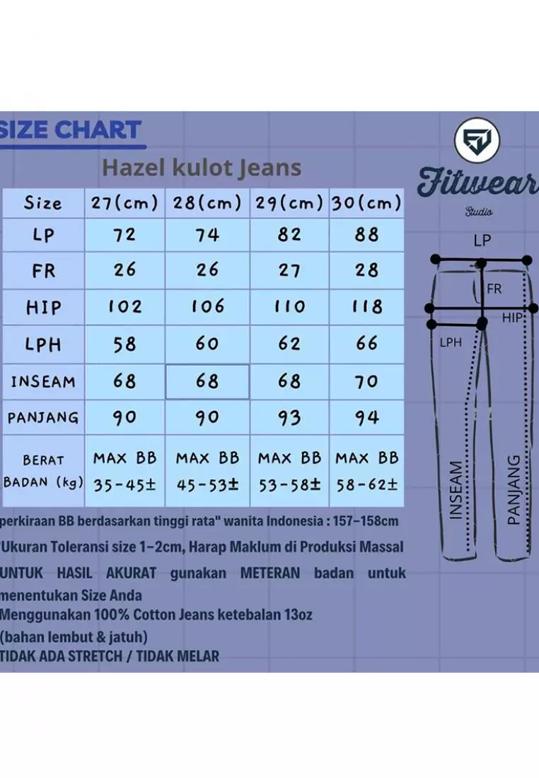 Fitwear -Hazel Highwaist Kulot Ripped Jeans - Blue denim