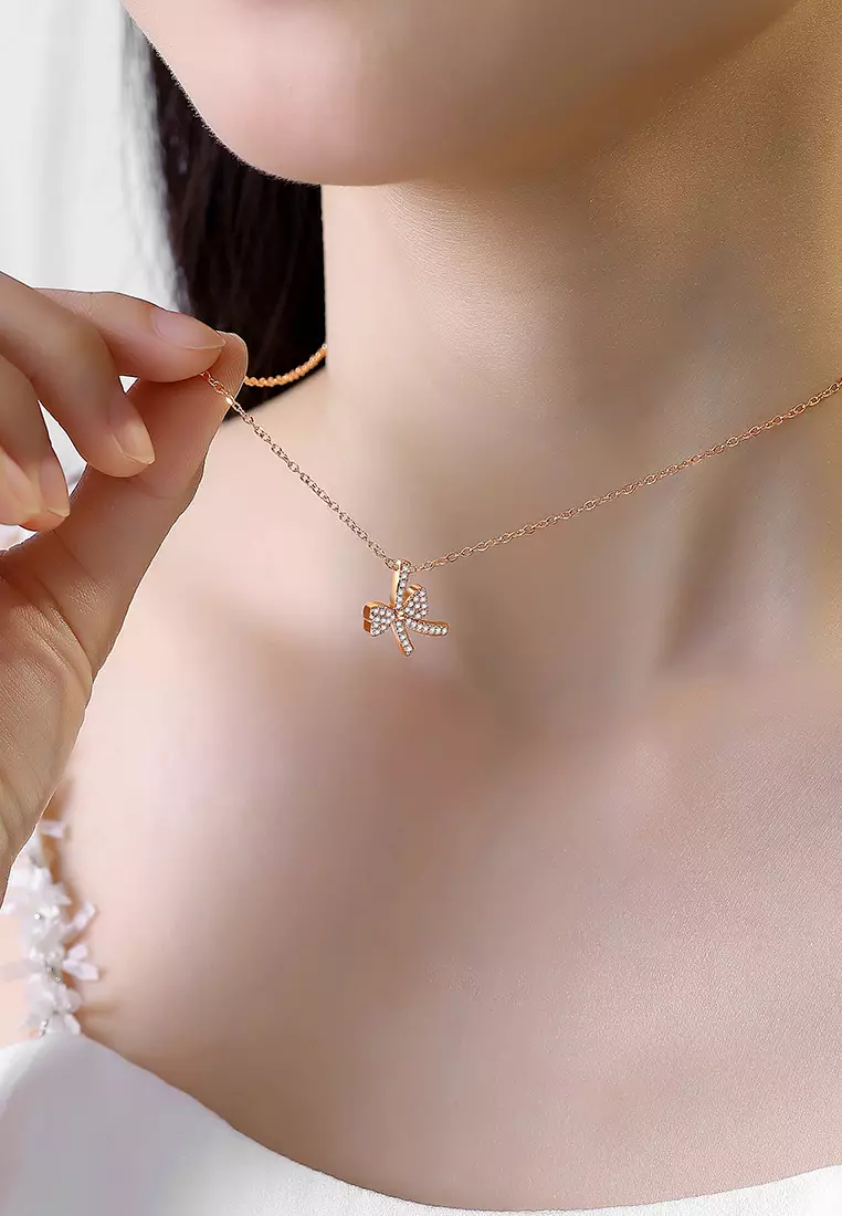 Kalung Wanita Korea Fashion Titanium Anti Pudar Kalung Cewek Original rose color