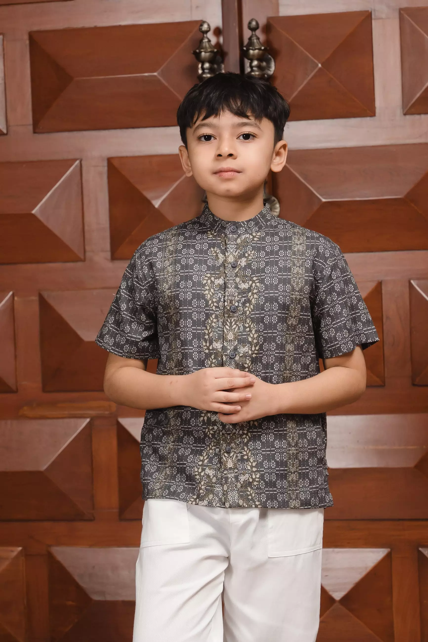 AMK Sarimbit Keluarga Set Gharyan Series Dark Grey Junior Koko Anak