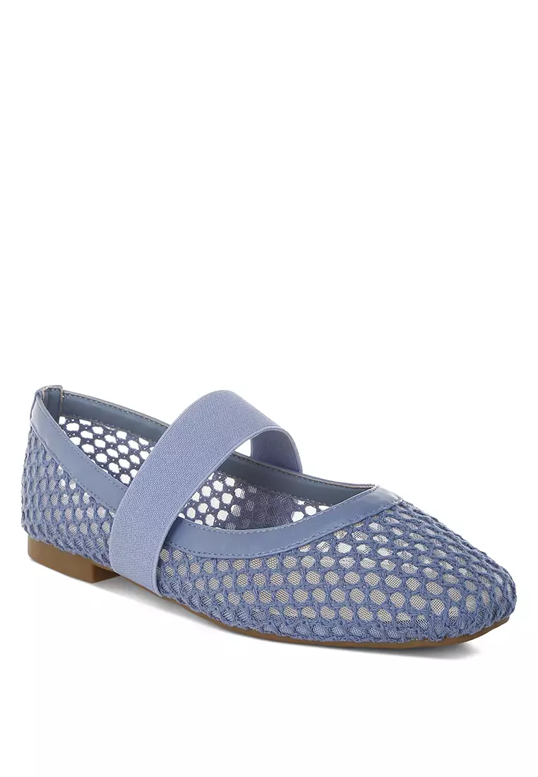 Sepatu Balerina Tali Tengah Kaki Berwarna Biru