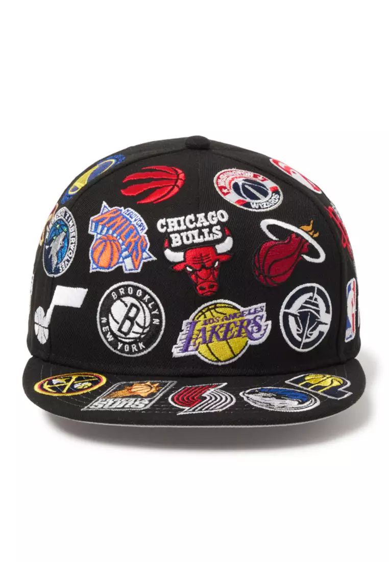 NE National Basketball Association Team Logo All Over Black 9FIFTY Snapback Cap