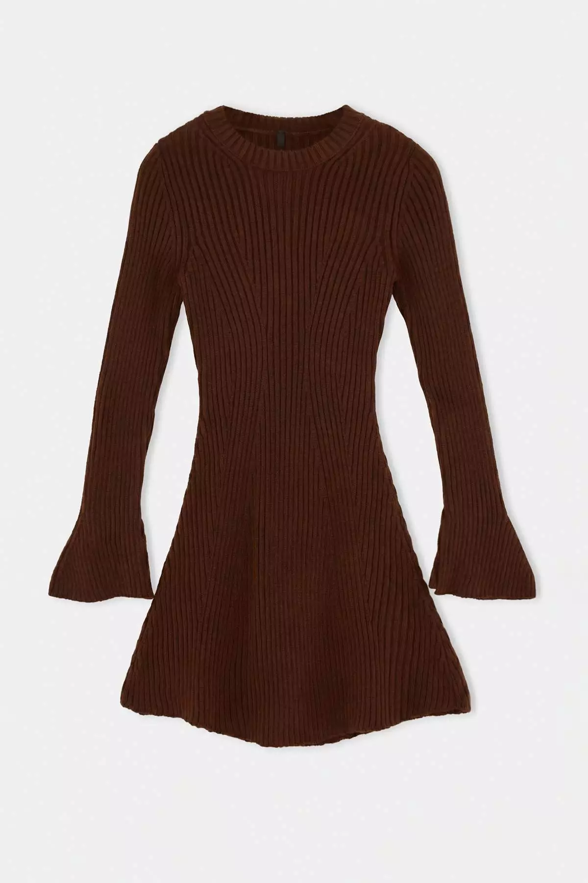 Brown Plain Extra Short / Super Mini Knitwear Dress Twoaw25El00030