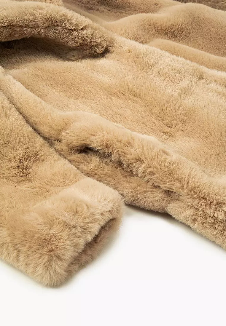 Long Plush Coat With Pocket