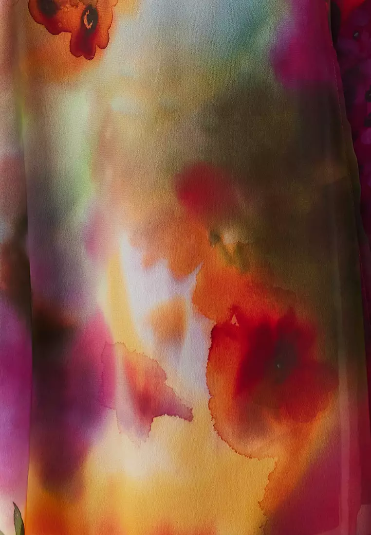 Tie Straps Floral Chiffon Dress