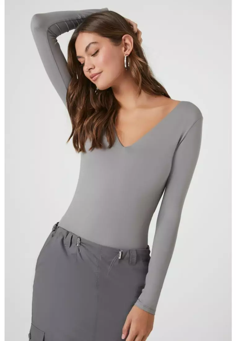 Buy FOREVER 21 Jersey V-Neck Bodysuit 2024 Online