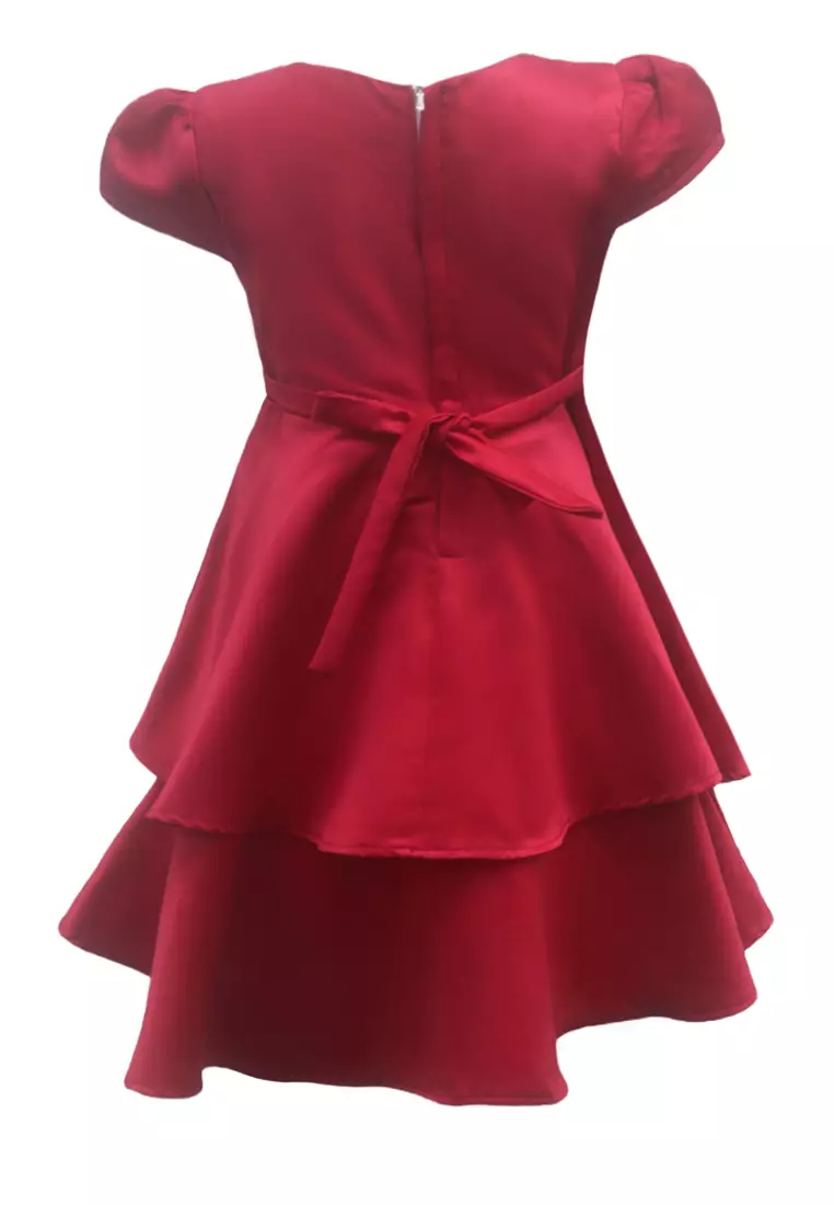 Two Mix Dress Anak Perempuan Bahan Satin Premium Usia 1-12 Tahun Y876