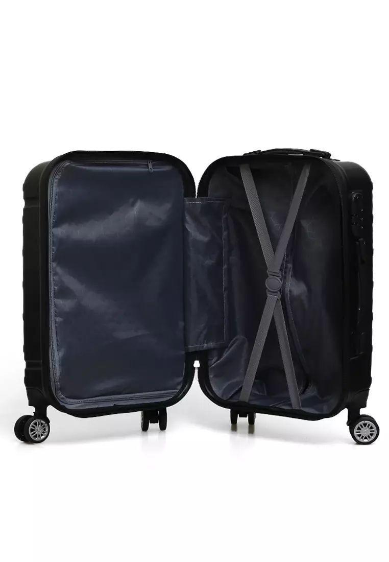 Carlton Tas Koper Fashion Unisex Size 20 Inch Suitcase Number Code Lock Material Fiber ABS ORIGINAL - Black