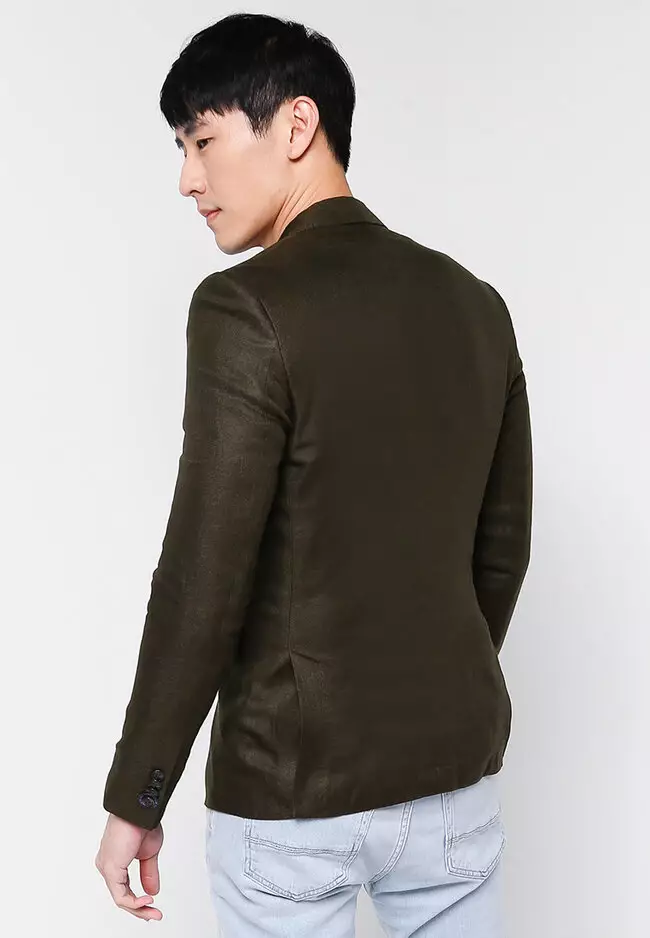 Slim Fit Linen Suit Blazer
