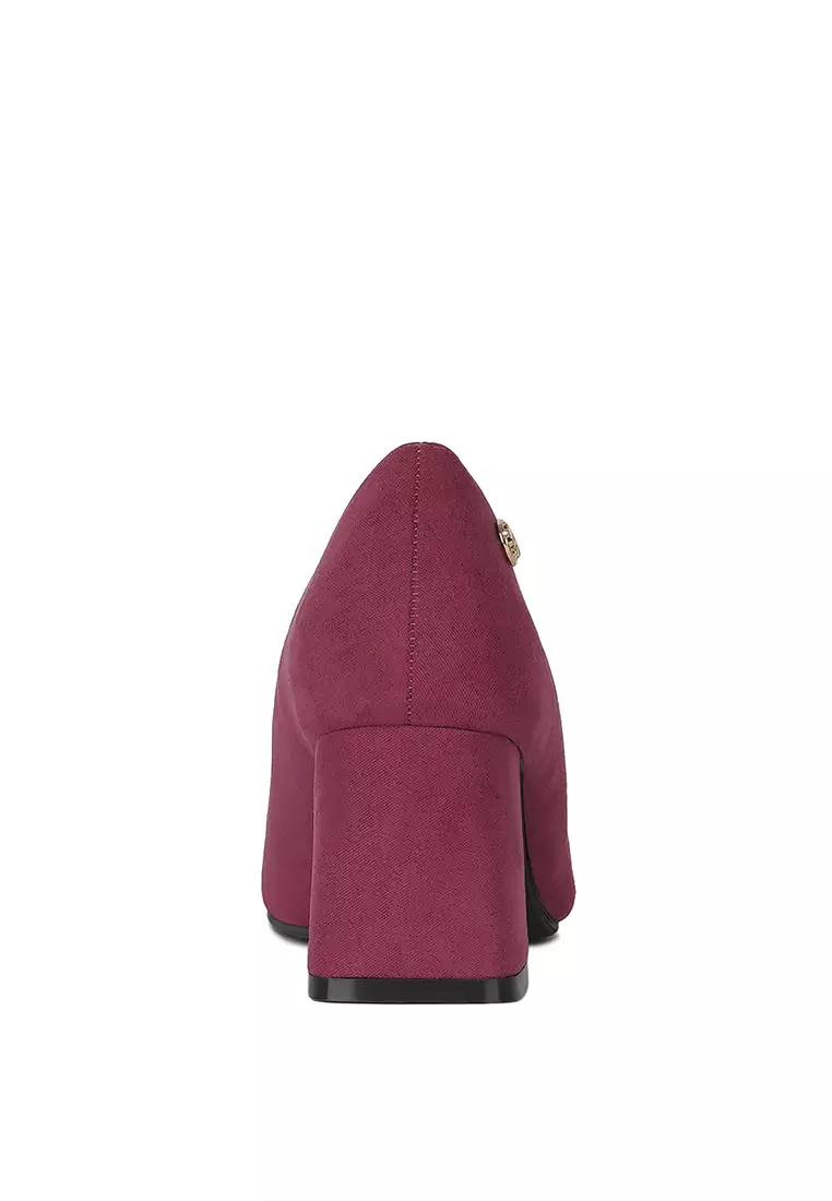 Block Heel Pumps in Burgundy