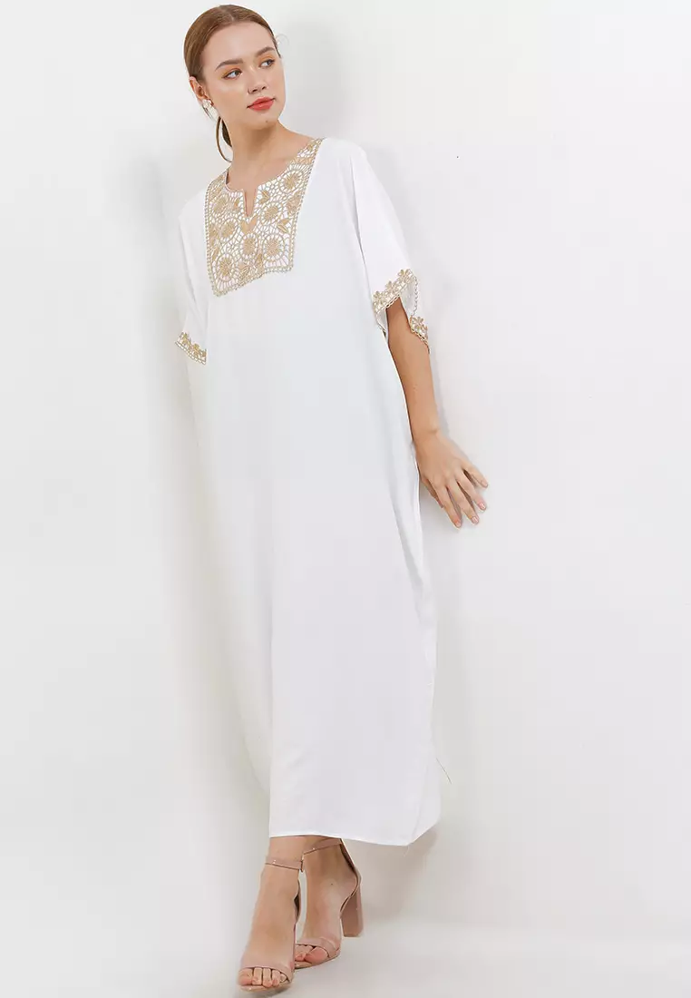 Gold Color Lace Rayon Kaftan