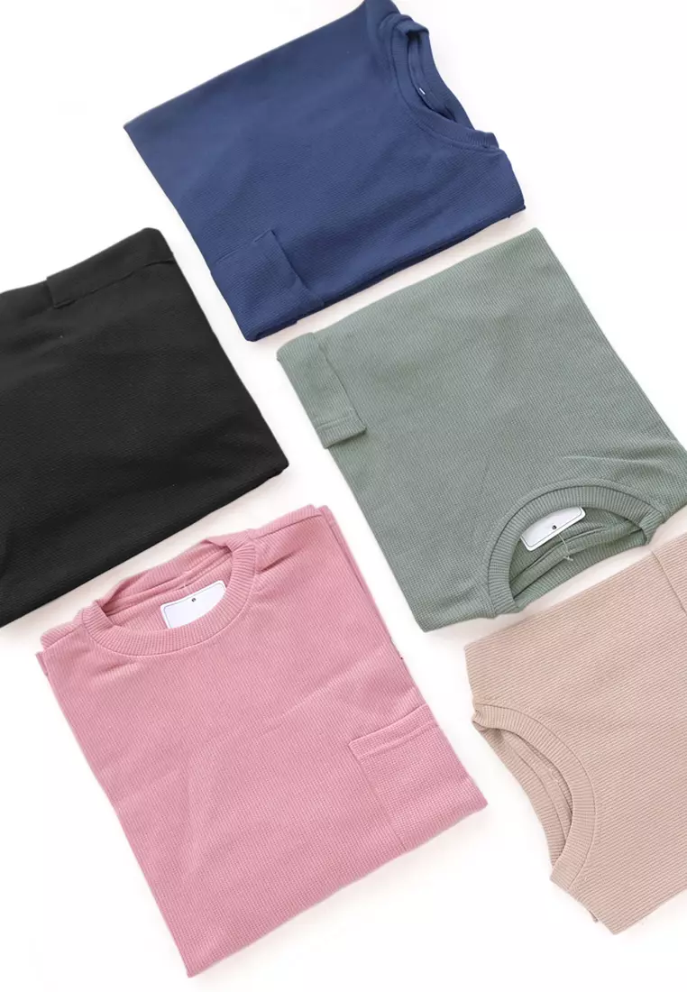 Zelena - Althea Long Sleeves Waffle | Kaos Lengan Panjang - Rose Milk