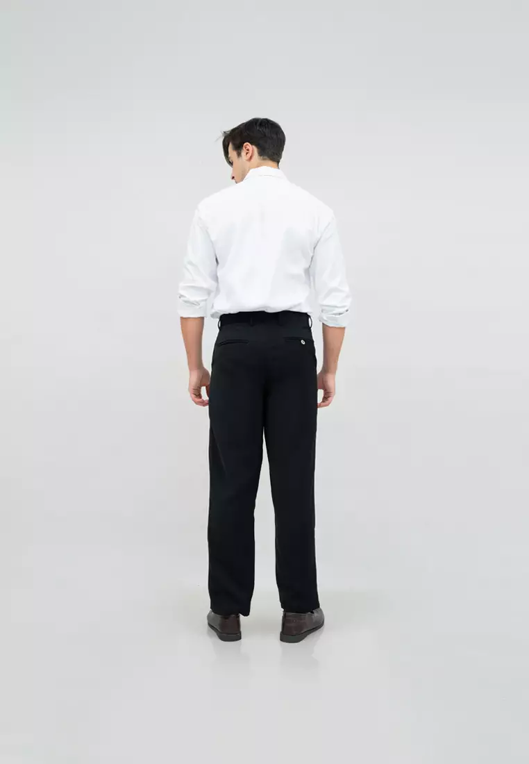 Celana bahan panjang hitam kerja pria besar model REGULAR standard houseofcuff