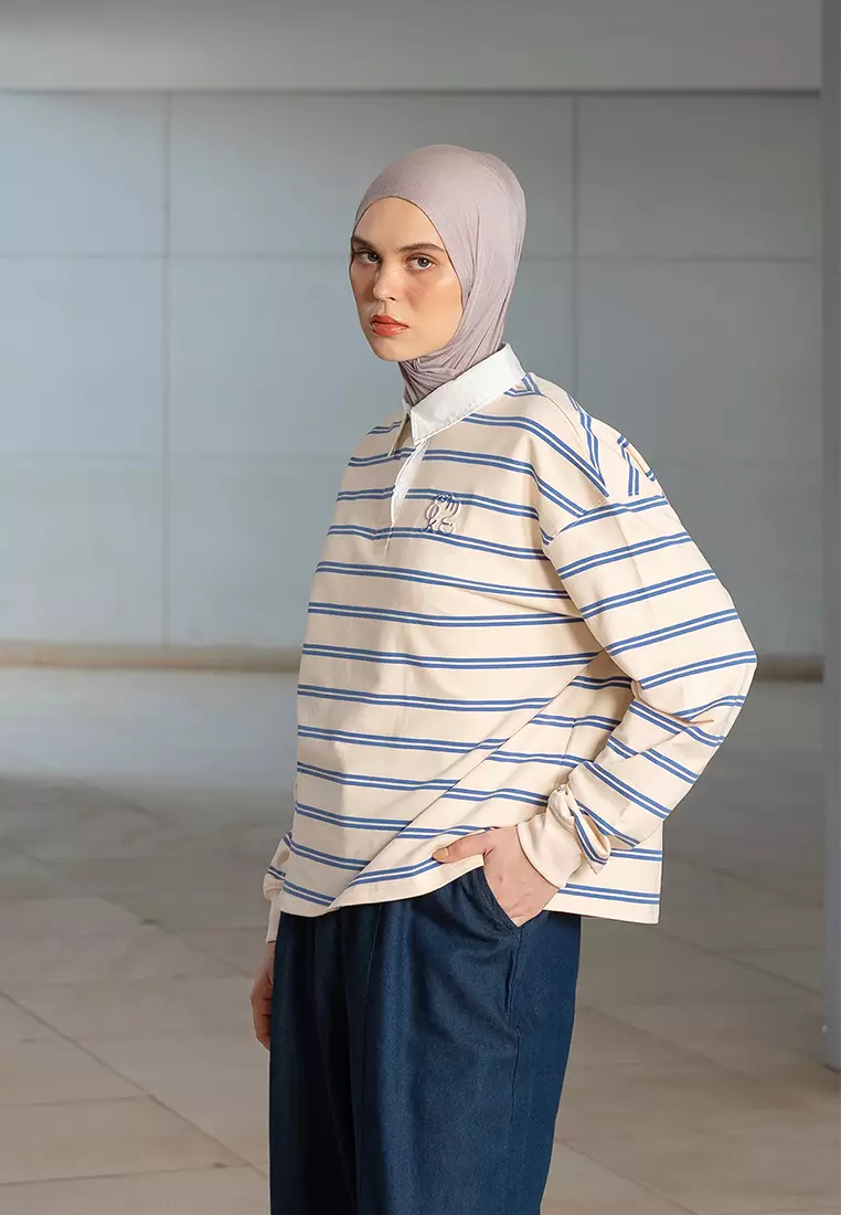 Kami Kumi Half Button T Shirt Top Cream