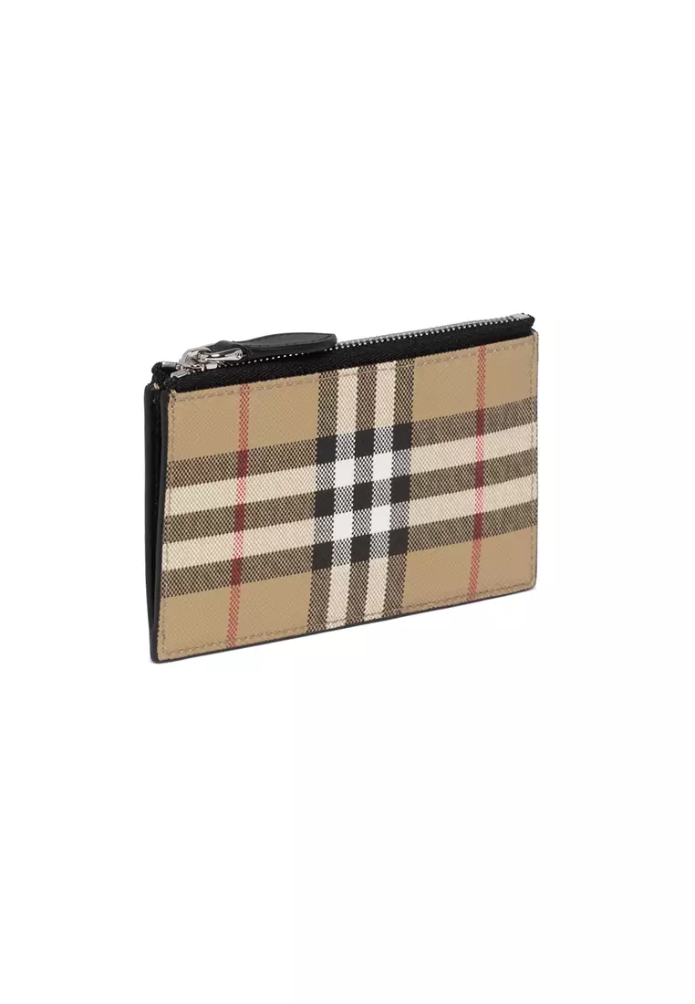 Burberry Somerset Check Canvas & Leather Card Case Black