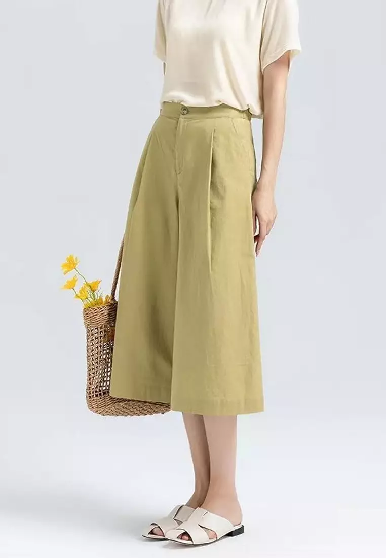 Crimped Cotton-flax Wide-legged Pants RZ-C138