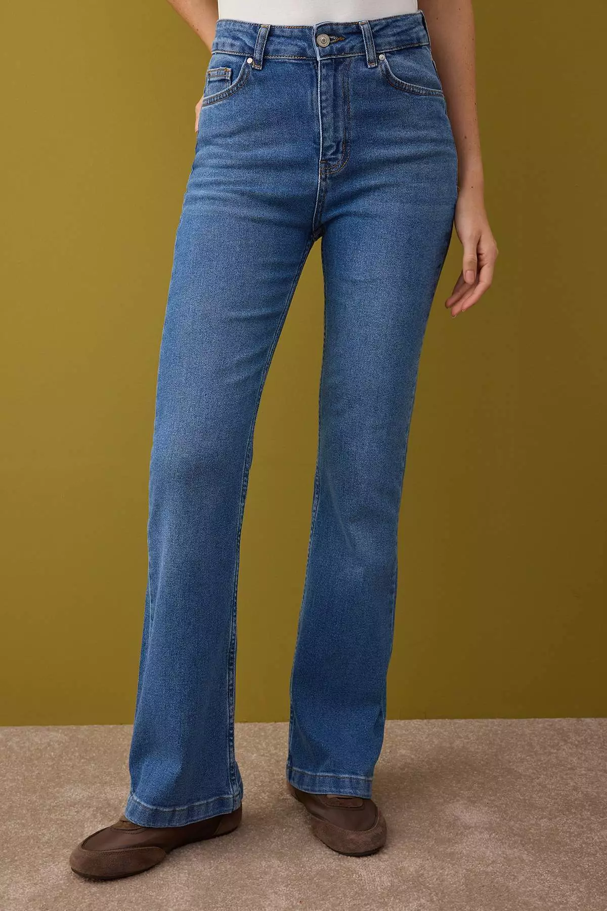 Blue High Waist Flared Jeans Twoaw26Je00047