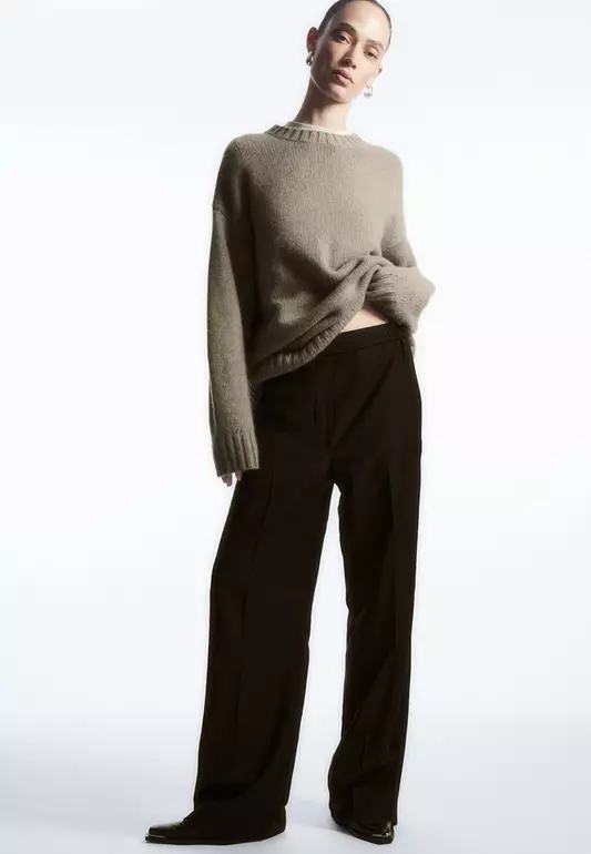 Straight-Leg Elasticated Wool Trousers