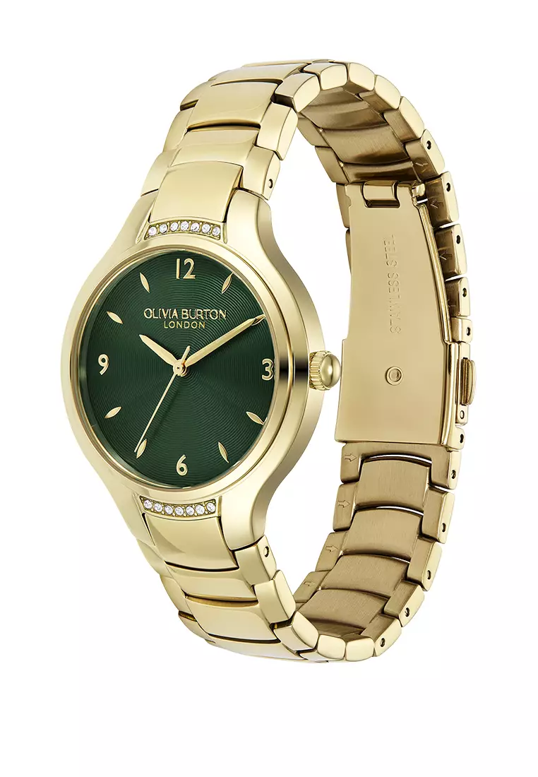 Olivia Burton Lea 34mm Lea Forest Green & Gold Bracelet Watch - 24000209
