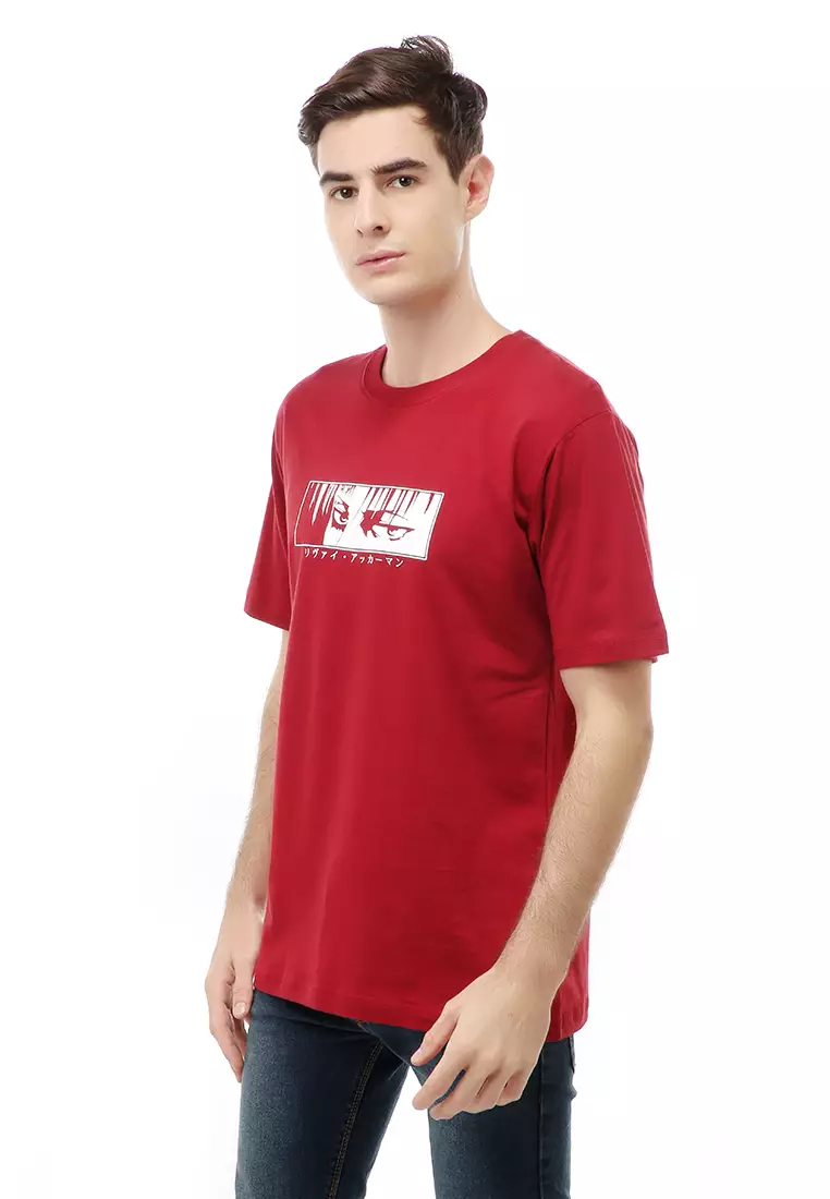 Jack T-Shirt Atasan Kasual Kaos Pria Anime Short Sleeve Material Cotton ORIGINAL - Maroon