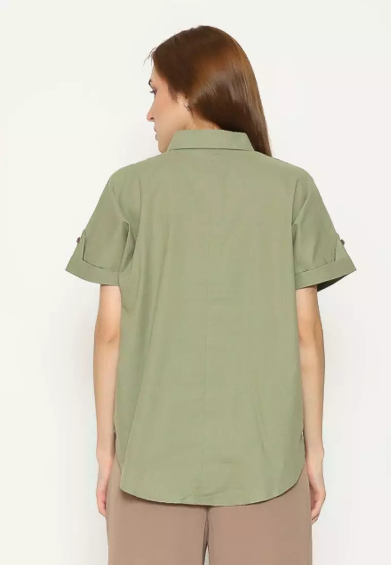 Urban Exchange Kemeja Alisha Green - Kemeja Lengan Pendek