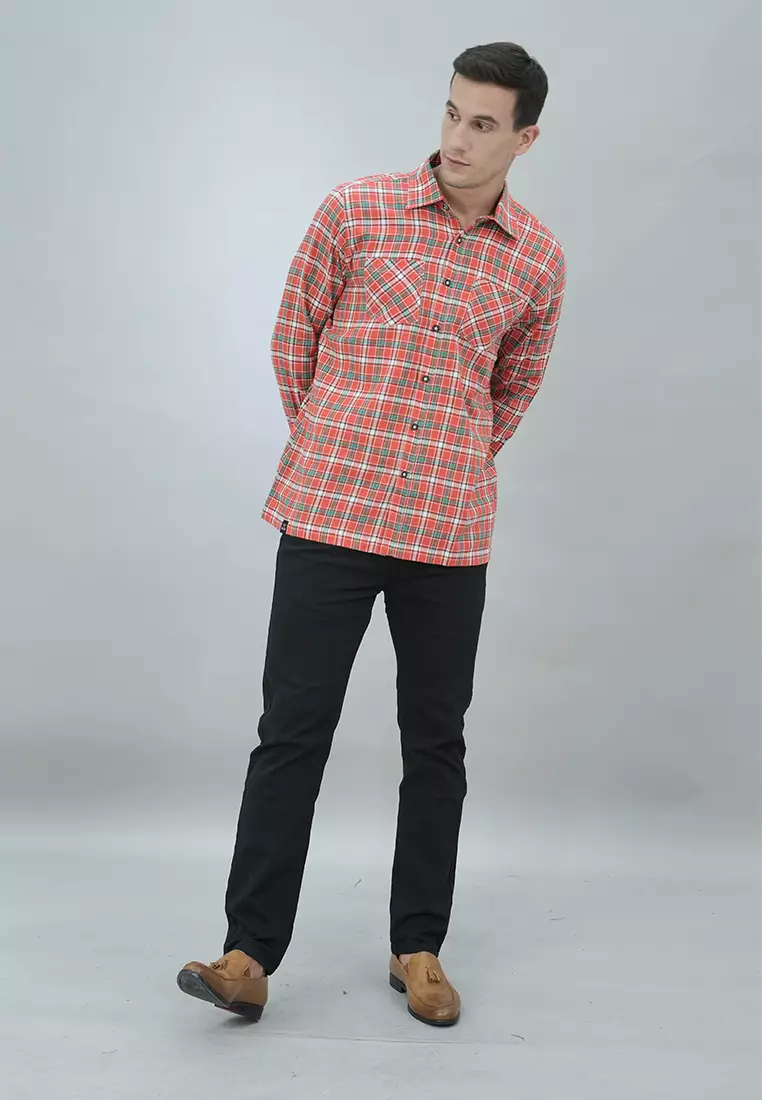 LGS - Macario Shirt - Kemeja Casual Pria - Lengan Panjang - Motif Kotak-Kotak - Reguler Fit Kain Katun