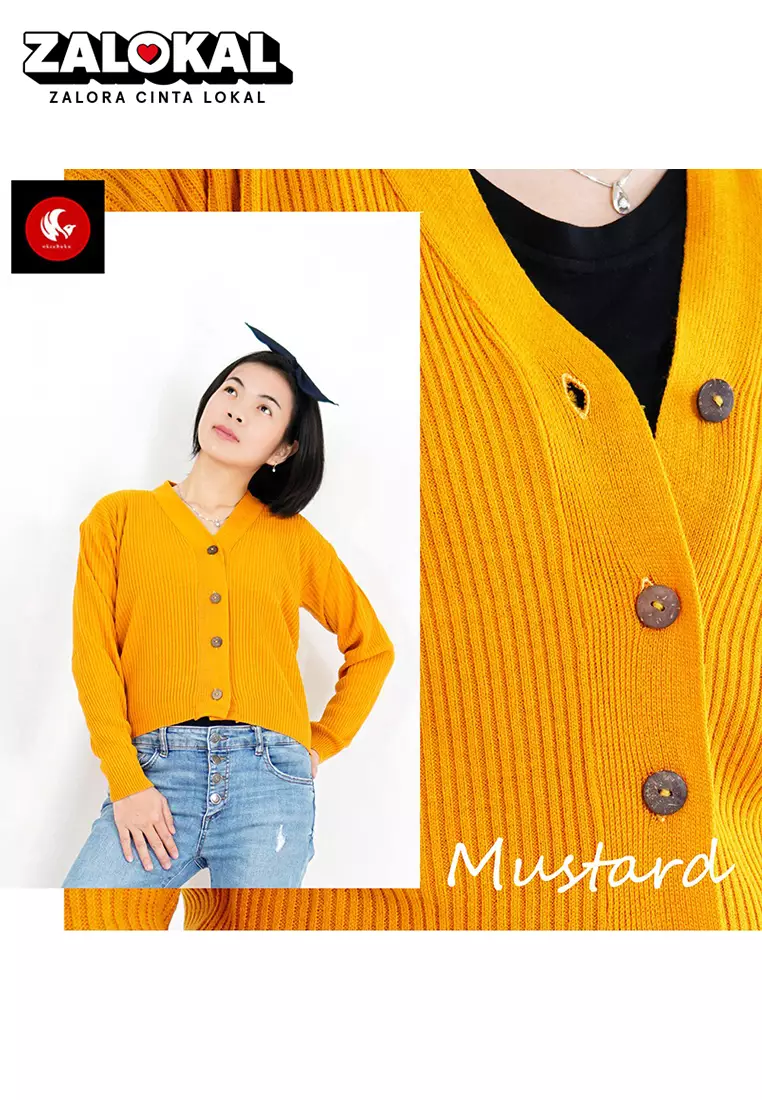 OKECHUKU Crop Cardigan Wanita Cardigan Rajut Outer Rajut Wanita Kardi