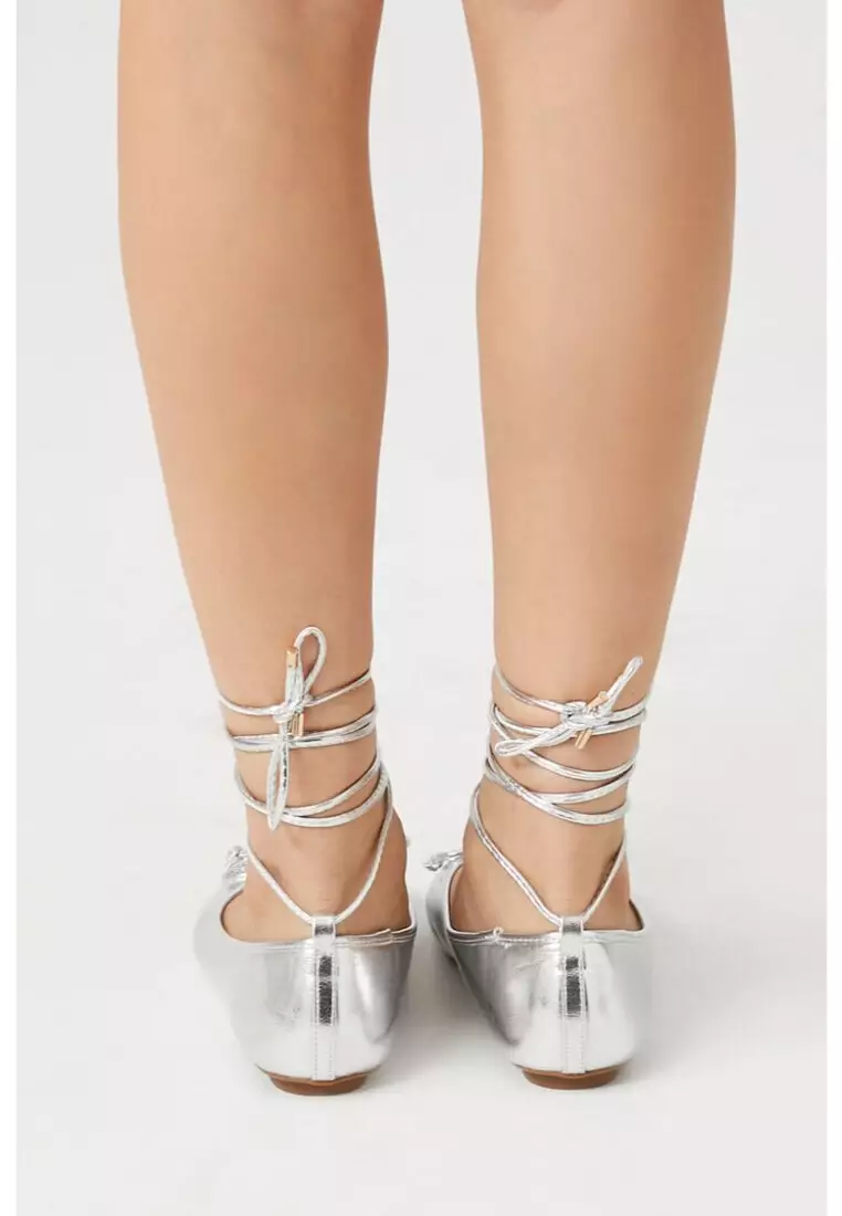 Buy FOREVER 21 Metallic Wraparound Ballet Flats 2024 Online