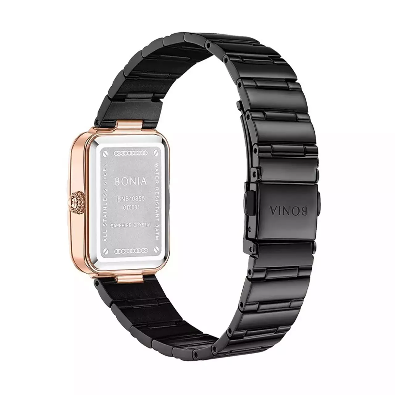 Jam Tangan Wanita Bonia Black Dial Stainless Steel Strap Analog B10855-2037S