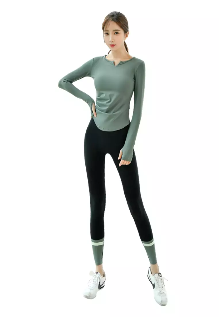 (2PCS) Quick Dry Running Fitness Yoga Dance Set (Tops+Bottoms)