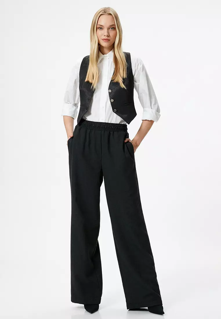 Şahika Ercümen x KOTON Elastic Wide Leg Trousers