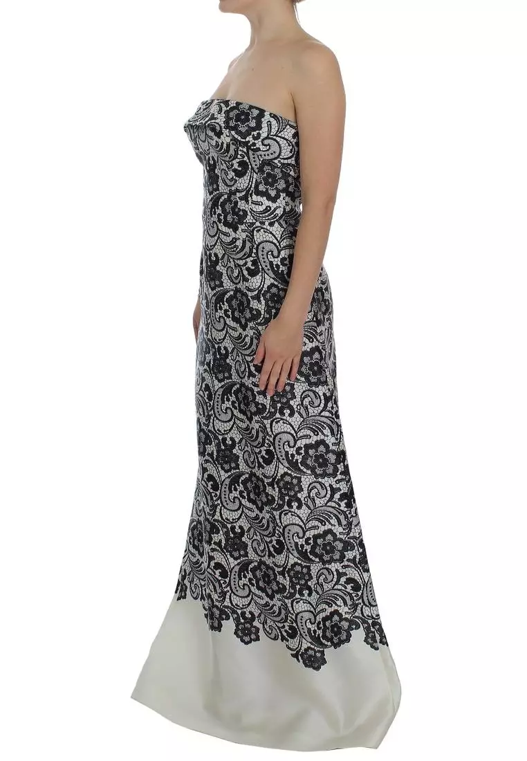 White floral discount lace maxi dress