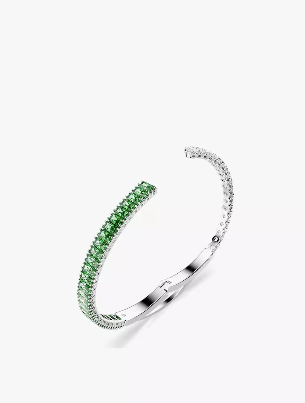 Matrix bangle, Mixed cuts, Green, Rhodium plated