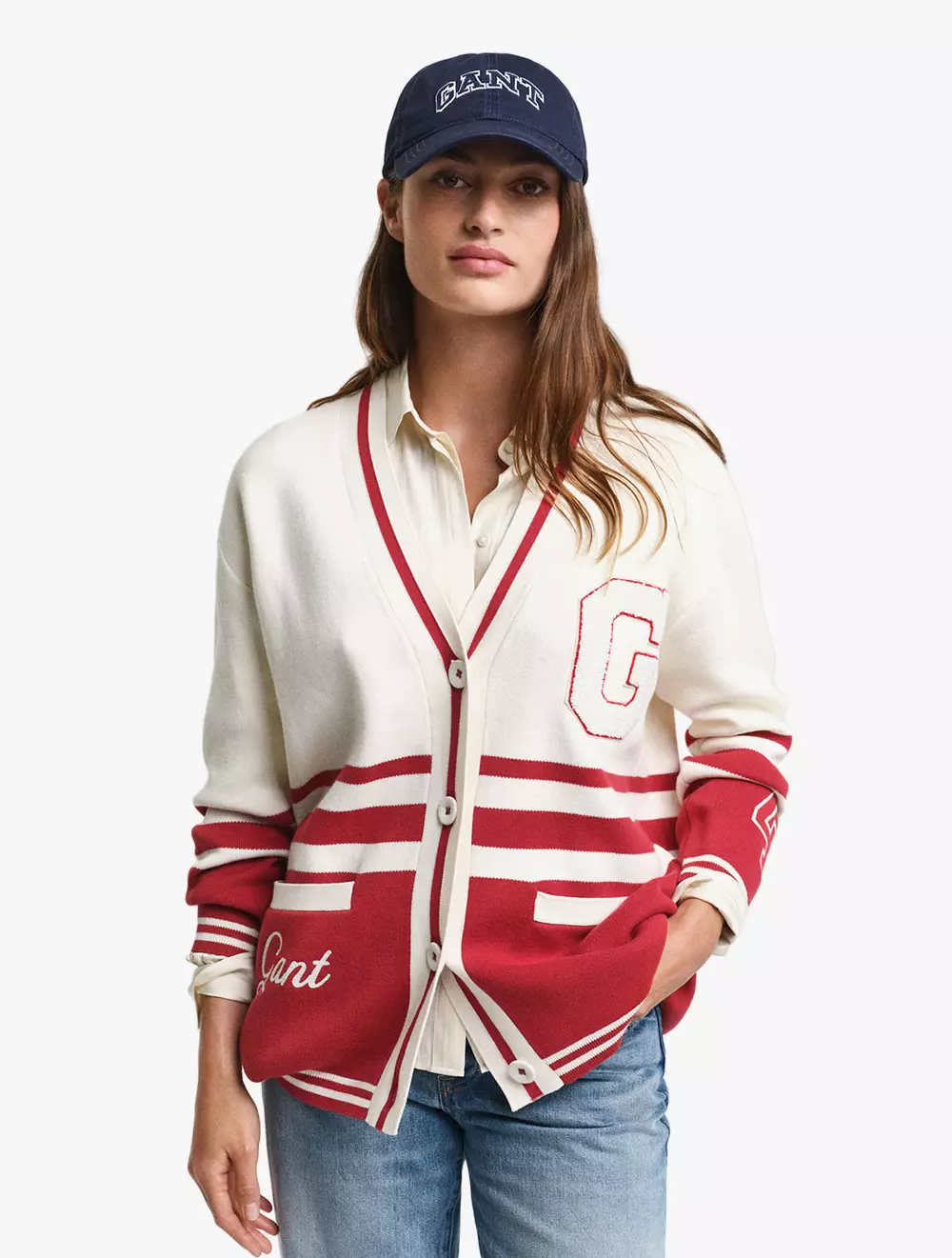 Gant - Outerwears - Gant Varsity Cardigan - Cream