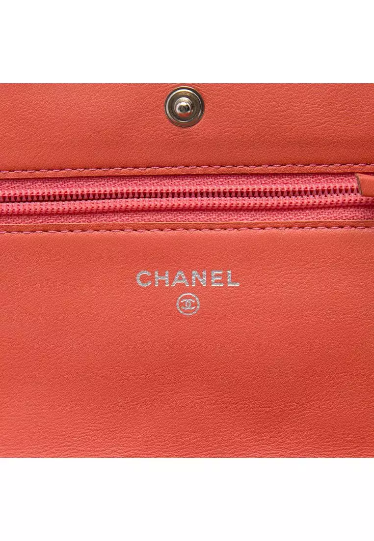 Pre-Loved Chanel Cc Quilted Patent Wallet On Chain