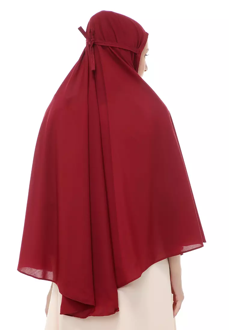 Nindy Jilbab Khimar Bergo Jumbo Motif Polos Relaxed Fit - Maroon