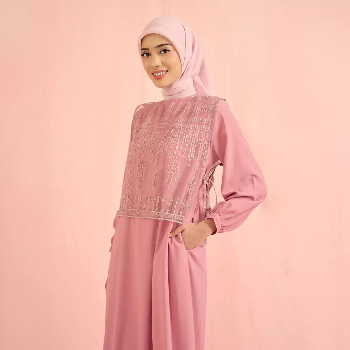 [Raya Collection] ZM Zaskia Mecca - Briaza Gamis Wanita Pink | Jejak Teduh Series Arta Pusaka | Koleksi Ramadhan Series