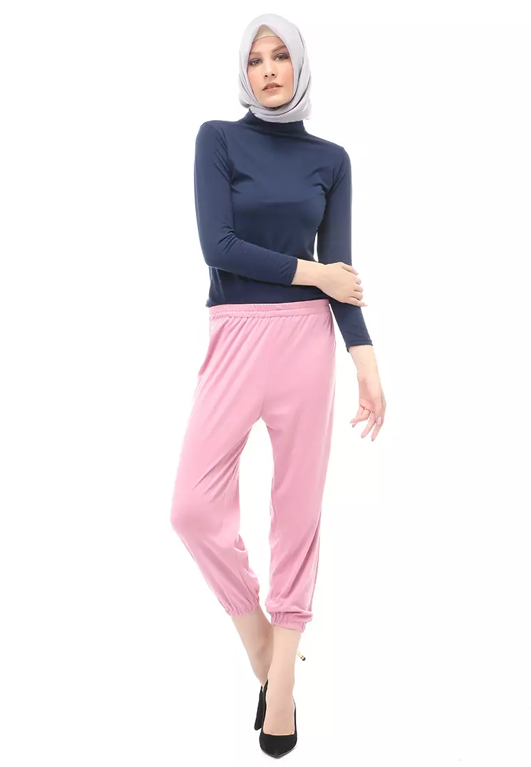 Nabila Legging Karet Muslimah Polos Bawahan Wanita Regular Fit - Dusty Pink