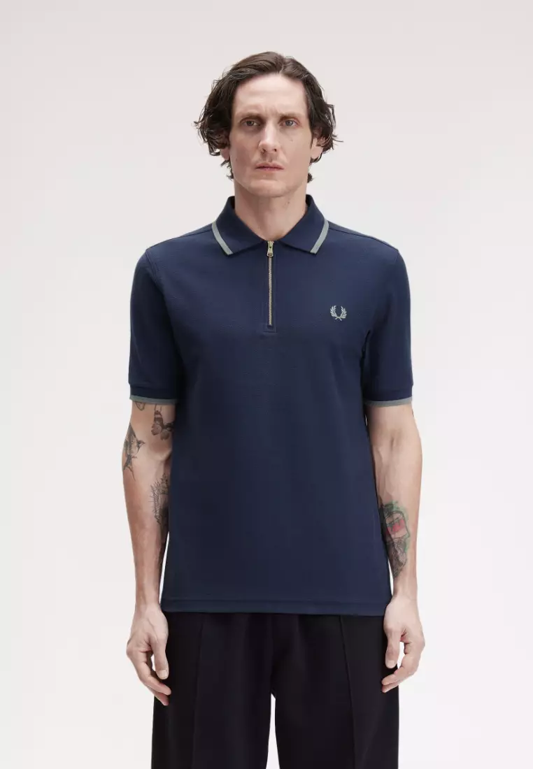 Buy Fred Perry Fred Perry M1672 Crepe Pique Polo Shirt (Dark