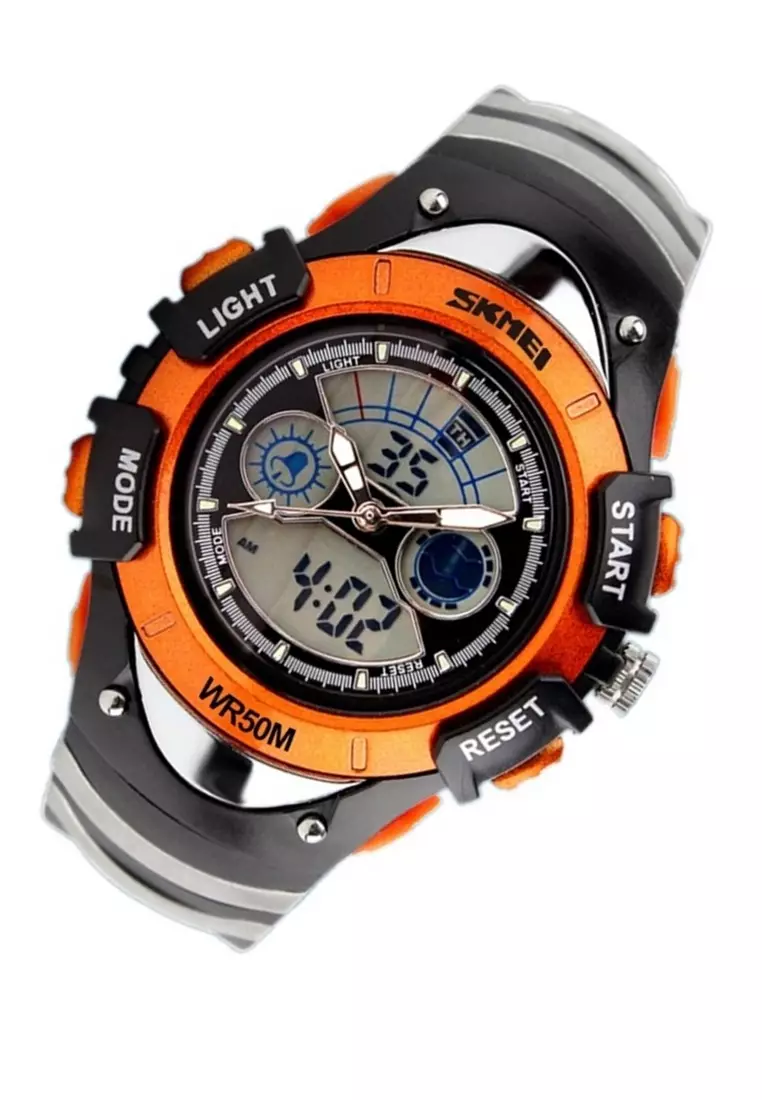 Jam Tangan Sporty Digital Analog Anak Waterproof Strap Tali Material PU AO98 ORIGINAL
