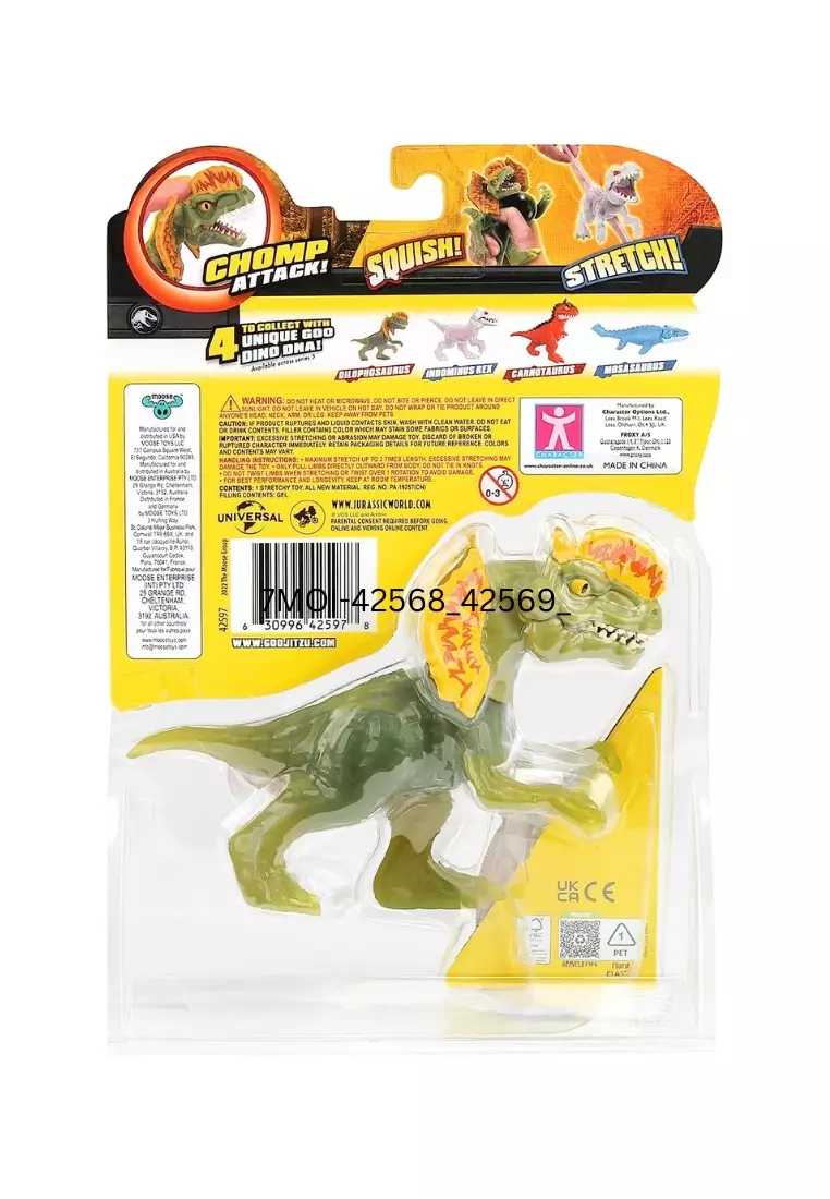 Heroes of Goo Jit Zu Jurassic World Hero Pack, Dilophosaurus, More Than 4" Long