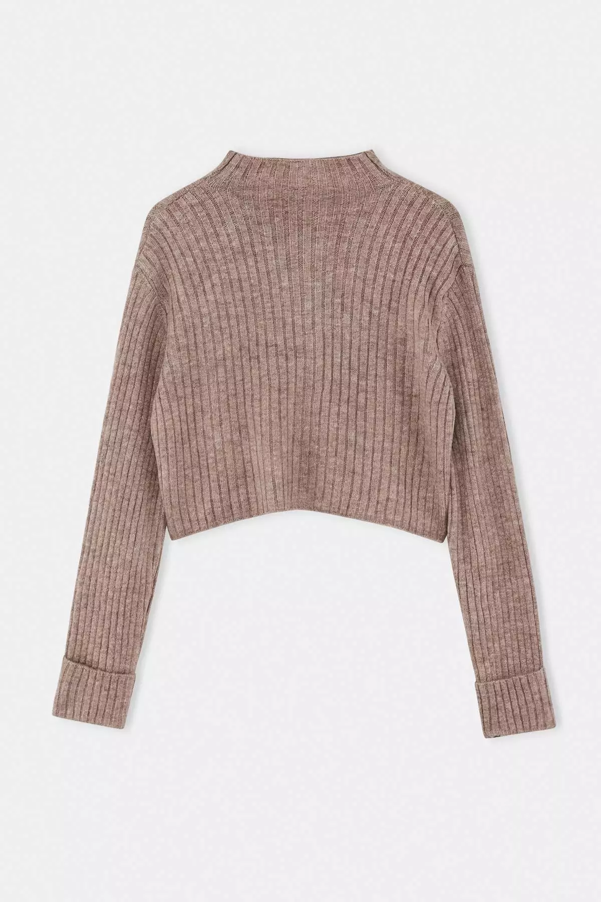 Mink Crop Soft Textured Stand Collar Knitwear Cardigan Twoaw22Hi0174
