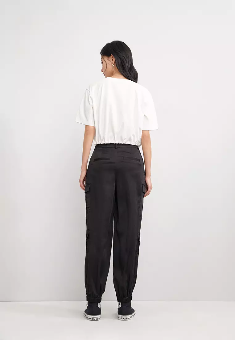 Button Fly Jogger Pants with Side Pocket
