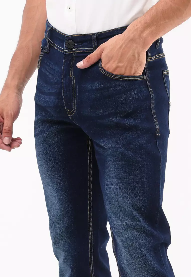 Buy Freego Mens Denim Long Slim Tapered Fit Stretch Jeans 2025