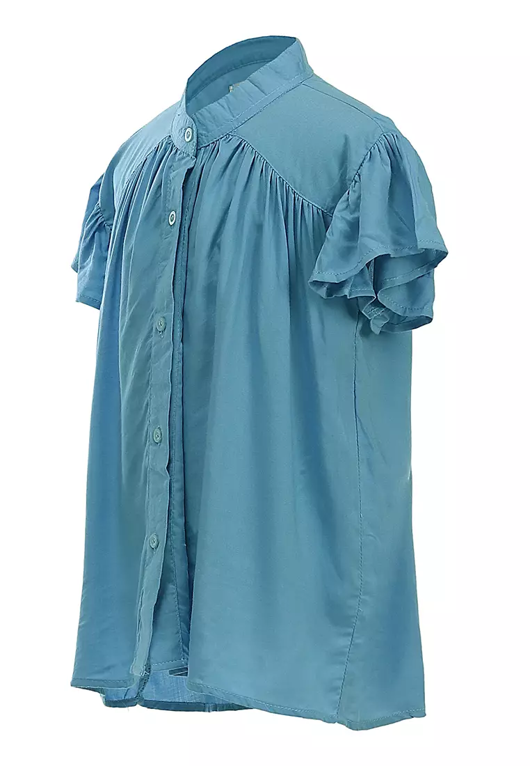 Octavia Blouse Curly Anak Perempuan Motif Polos Atasan  Lengan Pendek Material Cotton ORIGINAL - Tosca