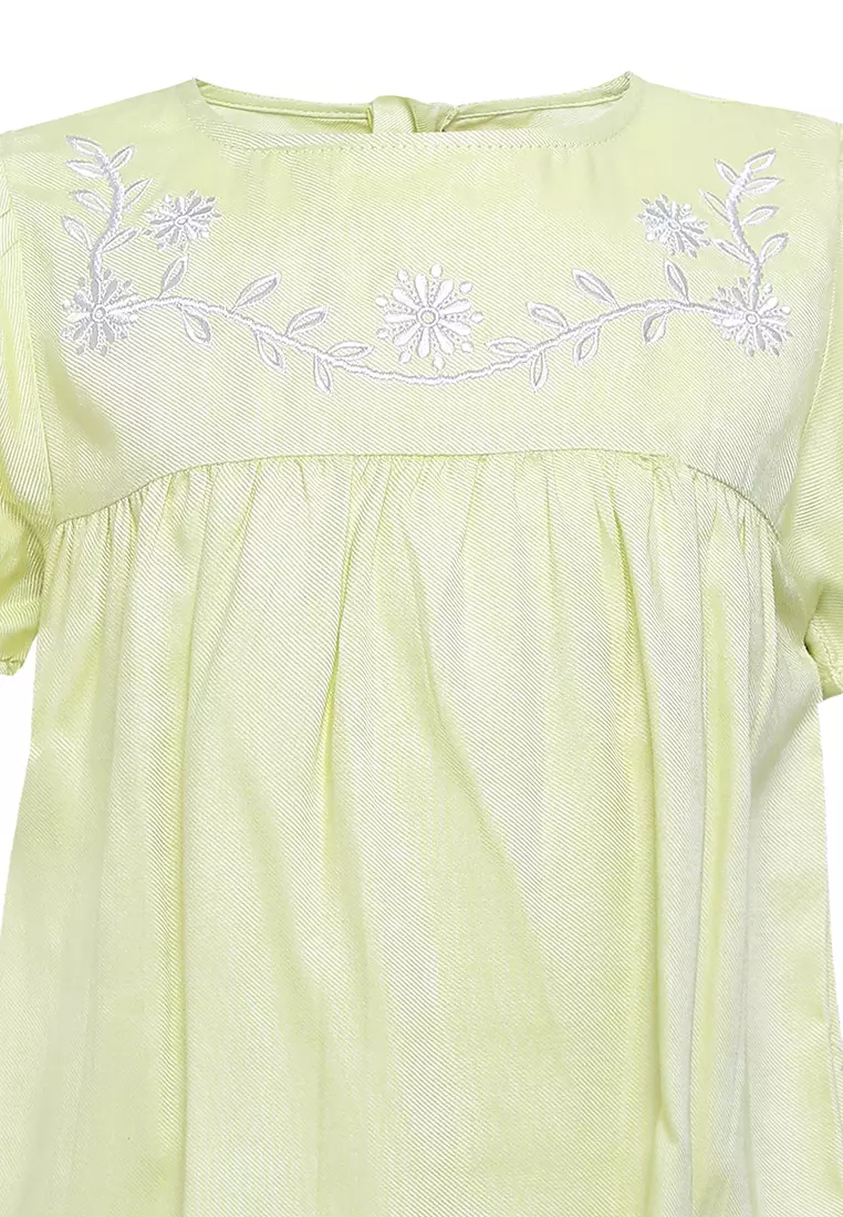 Qna Girl Bites Dress Pendek Anak Lime